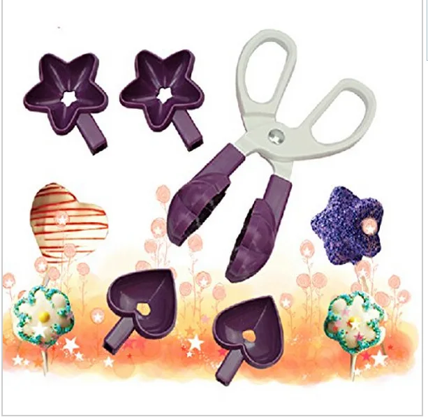 

1 set Chocolate Cake pop shapers molds Heart Star Flower Scissor handle Lollipop Moulds DIY Cake Pop Dessert tools k229