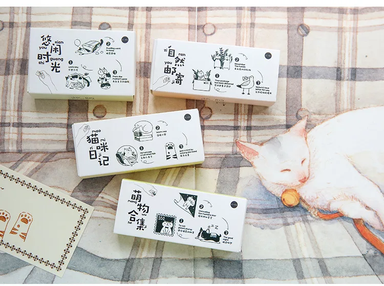 3 шт./компл. милый, с кошками, животными деревянный комплект резиновых штампов для DIY Скрапбукинг Ремесло воск печать Kawaii канцелярские