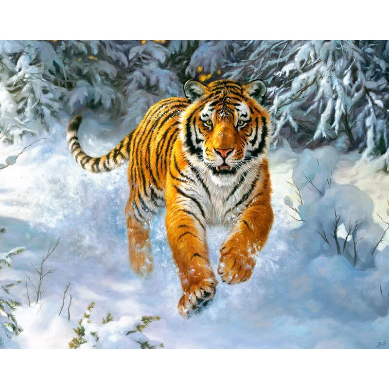 

NEW 5D Diamond Painting Landscape tiger Picture of Rhinestone Diamond Embroidery Castle Peak Green Water Wall Mosaic Gift L805