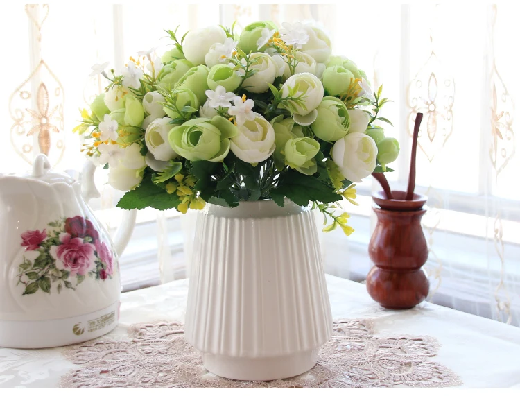 Небольшой свежий ваза для цветов стиль белый керамический фарфор украшения простой гостиная стол Творческий Цветочные украшения