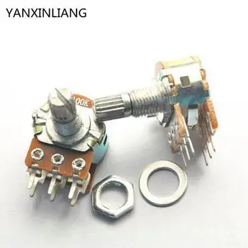 

10 PCS B50K Shaft=15MM 50K ohm Dual Double Rotary Potentiometer