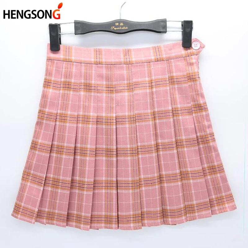 

Women's Summer Bottom Pink Plaid Mini Skirt High Waist Pleated Skirt for Female Sport Training Skirt with Inner Tennis Skirts