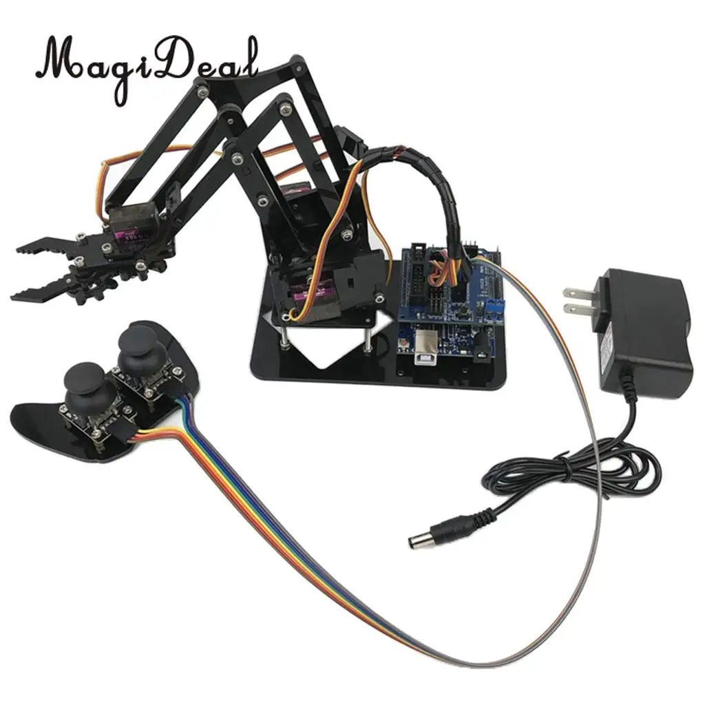 

DIY Assembled Acrylic 4-Dof Robot Mechanical Arm Circuit Kits for Arduino Learning Science Toy