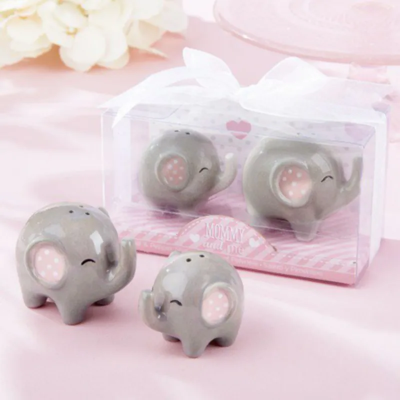 

(200pcs=100boxes/Lot)FREE SHIPPING+Little Peanut Ceramic Elephant Salt & Pepper Shakers Wedding Baby Shower Favors and Gift