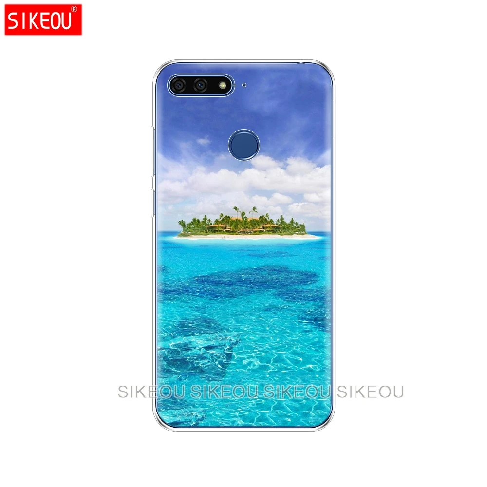 Силиконовый чехол для телефона Huawei Honor 7A PRO 7C Y5 Y6 Y7 Y9 2017 2018 Prime Neverland Ocean Sea Wave|Бамперы|