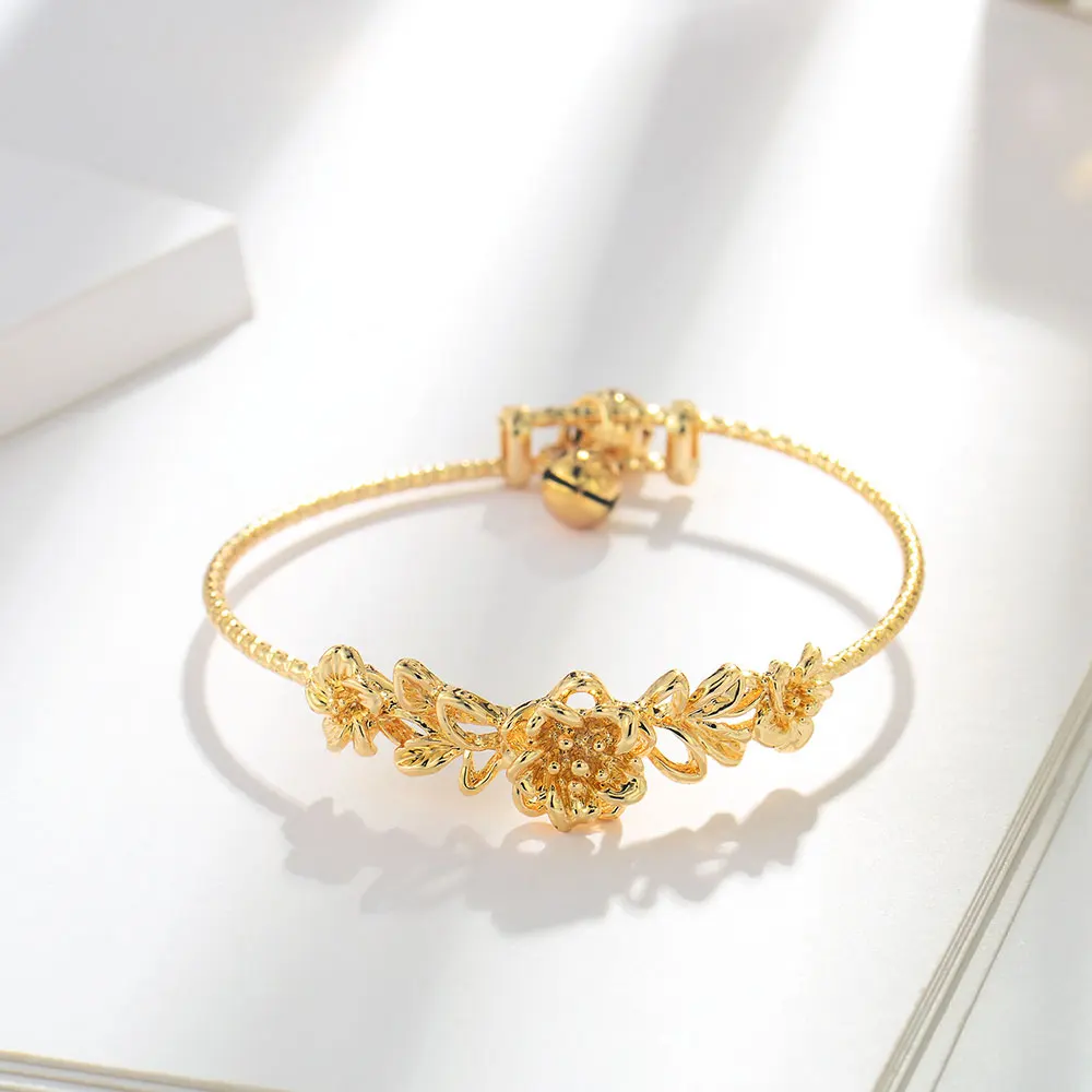 

QGGLE Bangle For Flower Gold Color High Bracelet Children Girl