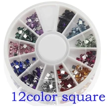 Одна коробка 12 цветов модные украшение для ногтей супер яркая вспышка квадратной формы горный хрусталь порошок для ногтей искусство советы M660