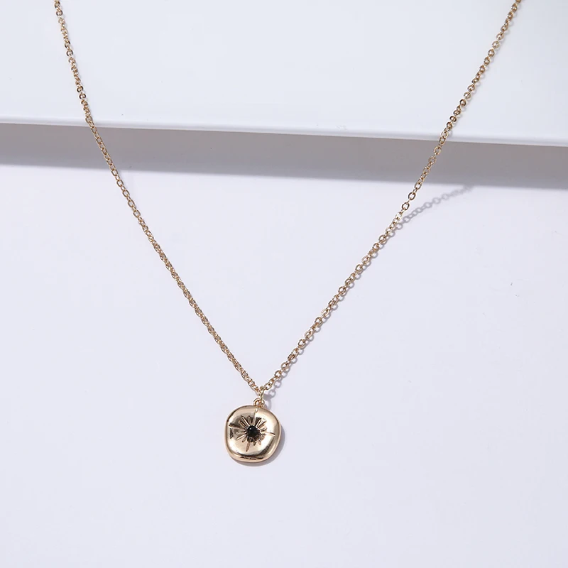 Yhpup Трендовое винтажное этническое ожерелье из цинкового сплава, круглые геометрические металлические ювелирные изделия для женщин, вечерние подарки
