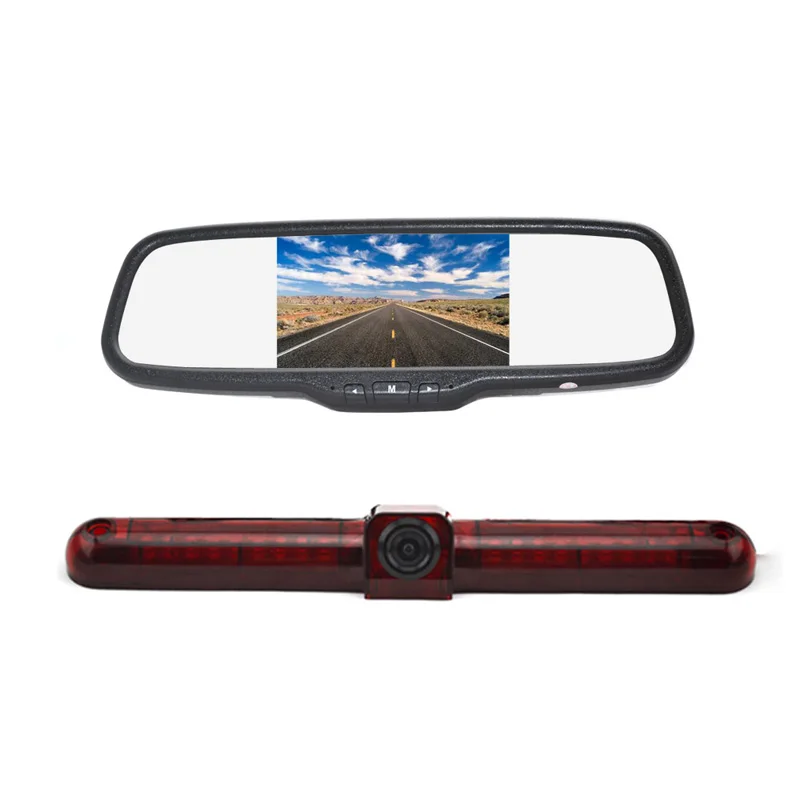 

Vardsafe VS601C | Flat Surface Mount Brake Light Reverse Backup Camera + 5 Inch Clip-on Mirror Monitor for RV / Cargo Van / Bus