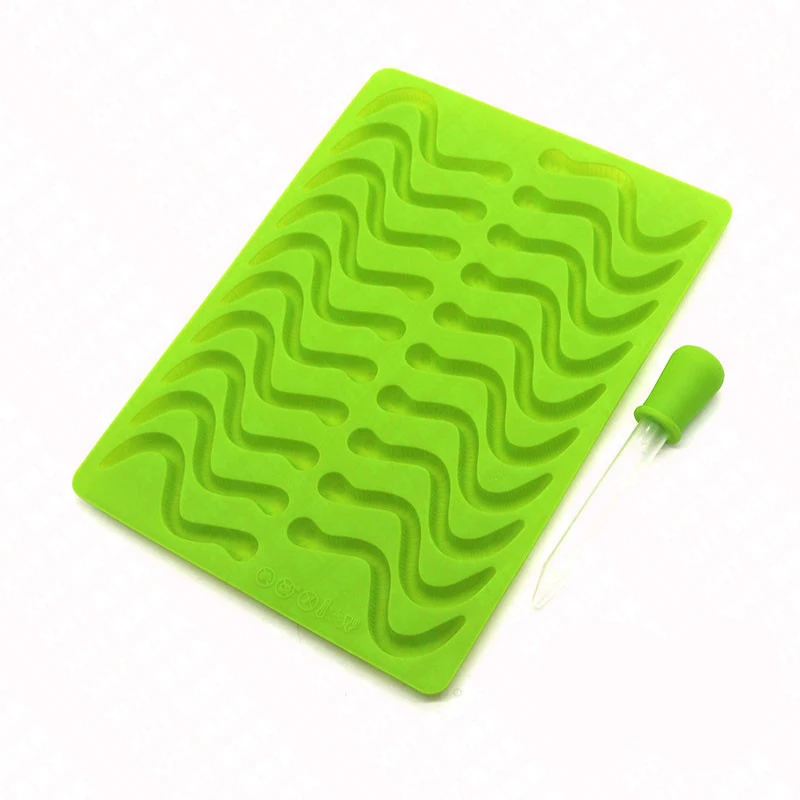 JX-LCLYL Silicone Bar Ice Tray Jelly Mold Worms Snake Chocolate Candy Gummy Maker Mold
