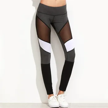 

Mesh Patchwork Leggings Women Spring Polyester High Waist Trousers Push Up Fitness Elasticity Lady's Legging