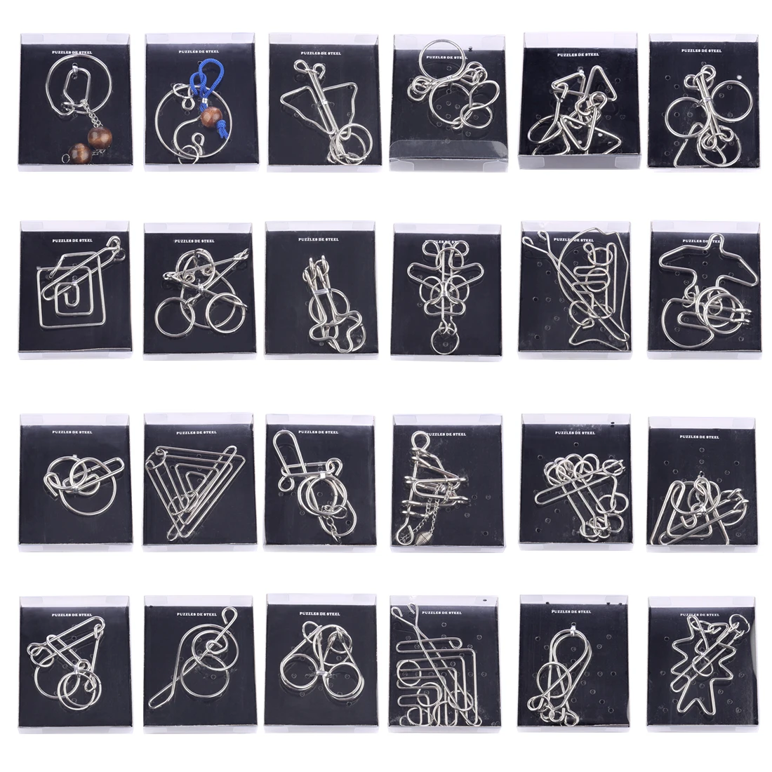 24pcs IQ Metal Puzzle Mind Brain Teaser Magic Wire Puzzles Game Toys for Children Adults Kids 3d Metal Puzzle Creative Gifts 24pcs IQ Metal Puzzle Mind Brain Teaser Magic Wire Puzzles Game Toys for Children Adults Kids 3d Metal Puzzle Creative Gifts