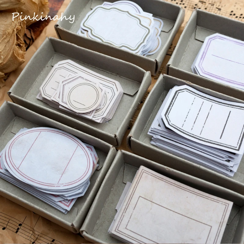 

50 X Journal Retro Matchbox Diary Writable Paper Stickers Paper Vintage Decorative Mobile Stickers Scrapbooking Craft Stationery