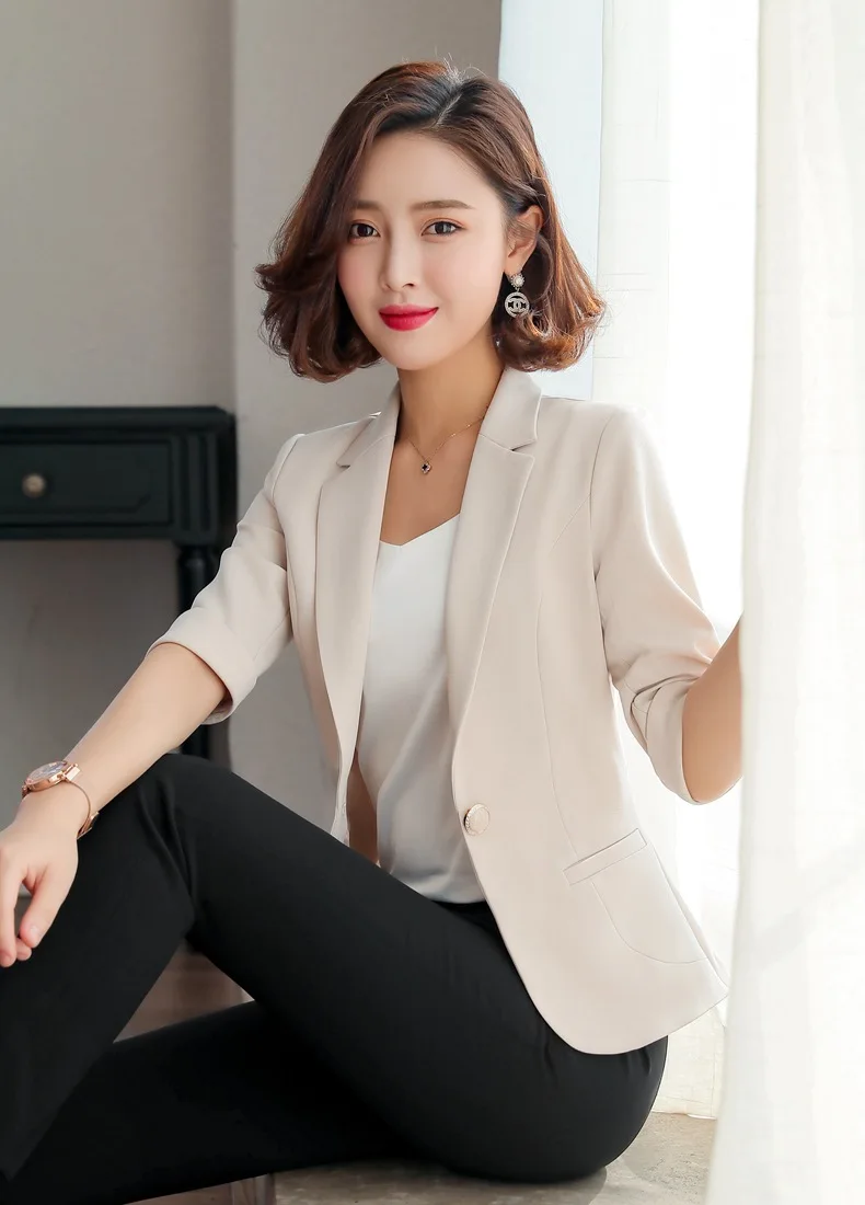 Coat female new style one button fashion five-point sleeve temperament casual small suit female small suit ladies coat