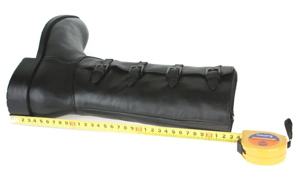 Качественные черные мужские зимние сапоги до колена на молнии; ботинки в байкерском стиле из натуральной кожи; мужские ботинки с пряжкой