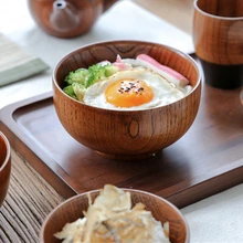Wooden bowls kids tableware Baby dishes salad ramen rice for food health Chinese instant noodles Sugar