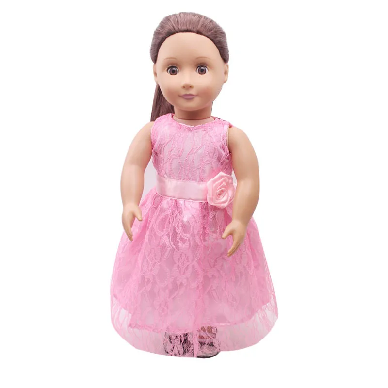 Toys for Girls Floral Lace Quality Dress For 18 inch