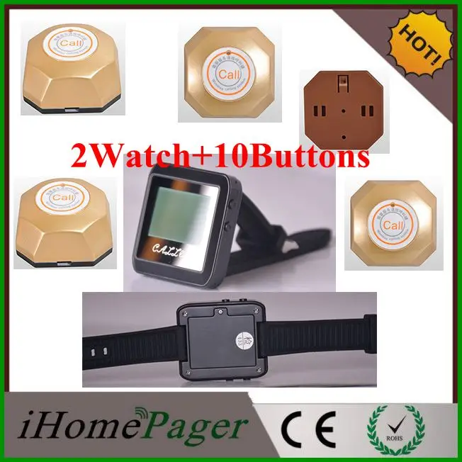 

Lowest price Restaurant Paging System Widely used service calling wireless call bell 2 Watch 10Buttons