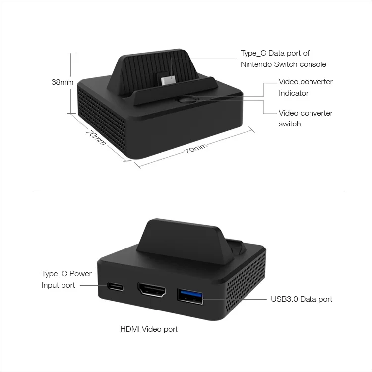 Dobe USB 3,0 портативная ТВ-база для NS Переключатель HDMI адаптер Vedio конвертер док-станция для NS-Switch type-C порт передачи данных