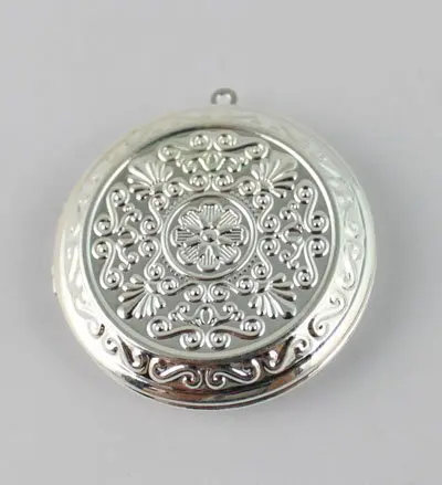 

FREE SHIPPING 20PCS Silver Color Plate Round Locket Pendant 44mm #20397
