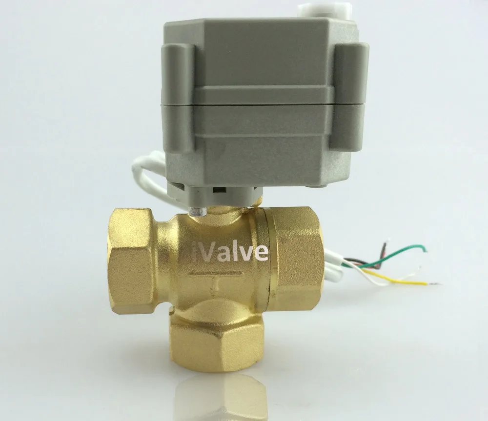 HSH-Flo Brass 3 Way 12VDC 1/2 DN15 CR5-01 5 Wires On/Off Control Electrical Motorized Ball Valve 