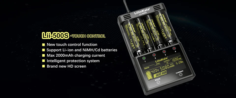 Liitokala Lii-500 Lii-402 Lii-202 Lii-100 3.7V 1.2V Multifunction 18650 26650 21700 17355 18350 14500 AA AAA  Battery Charger