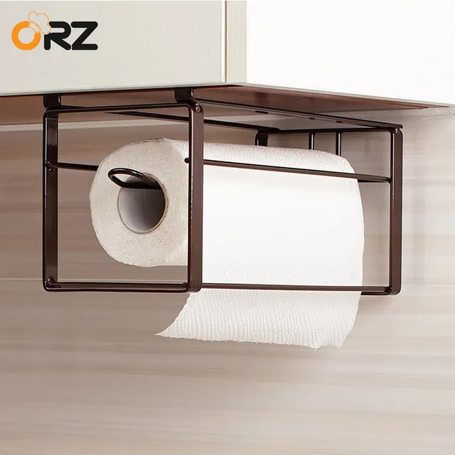 Special Offers ORZ Kitchen Roll Paper Holder Bathroom Hanging Towel Rack Tissue Rack Storage Shelf Kitchen Cabinet Storage Organizer Holder