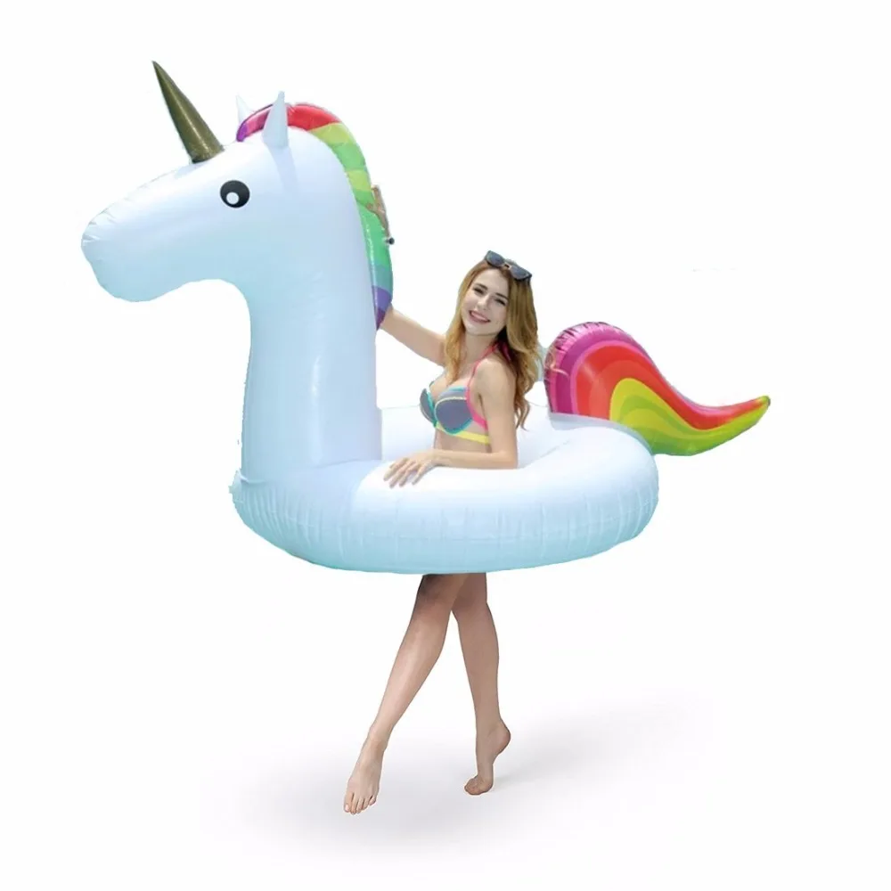 Inflatable Unicorn Swimming Ring 120CM Giant Pool Float Summer Pool Baby In Water Child Rainbow Horse Floating Row unicorn (13)