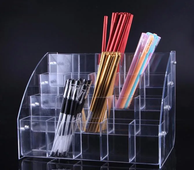 

Clear acrylic Cosmetic Brush Eyeshadow Pencil Pen Lipstick Display Stand Rack Support Organizer Holder For Desk Office Supplies