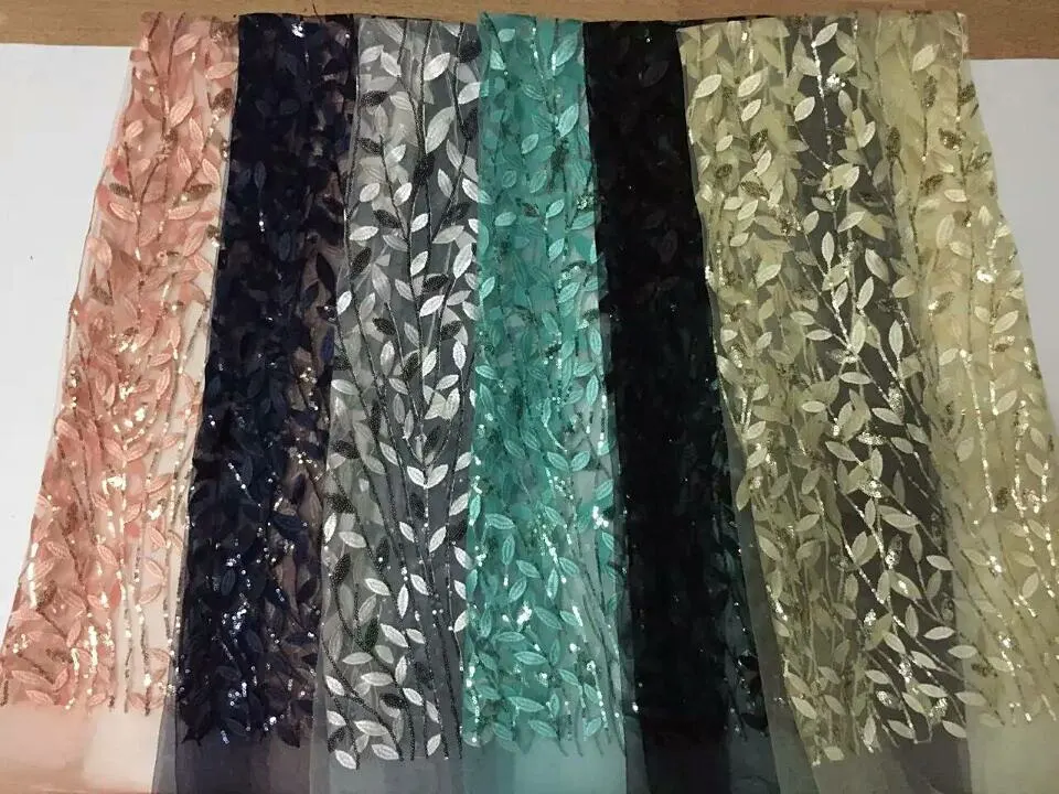 CDPN30 good quality french tulle lace fabric for wedding dress Fancy design african embroidered net with sequins decoration | Дом и сад