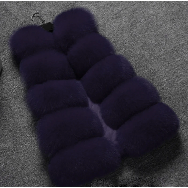 Женский меховой жилет из искусственного лисьего меха осенне-зимняя женская модная одежда однотонное пушистое длинное пальто средней длины