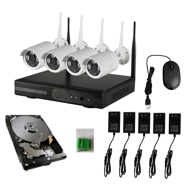  JSA 4CH CCTV sistema 960 P NVR 4 piezas 1.3MP IR al aire libre P2P 4CH Cámara Wifi inalámbrica sist