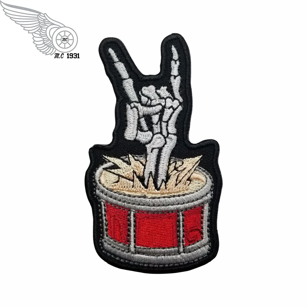 Rock The Drums Skeleton Horns Patch