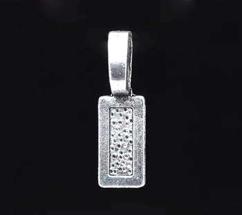 

8SEASONS Antique Silver Color Tag Glue on Bail 26x8mm,sold per packet of 50