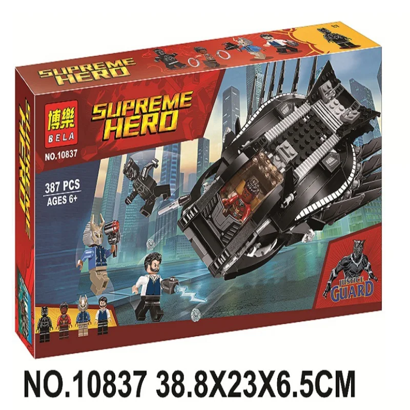 

401pcs Super Heroes Black Panther Royal Talon Fighter Attack Nakia 10837 Model Building Blocks Toys Bricks Compatible Legoings