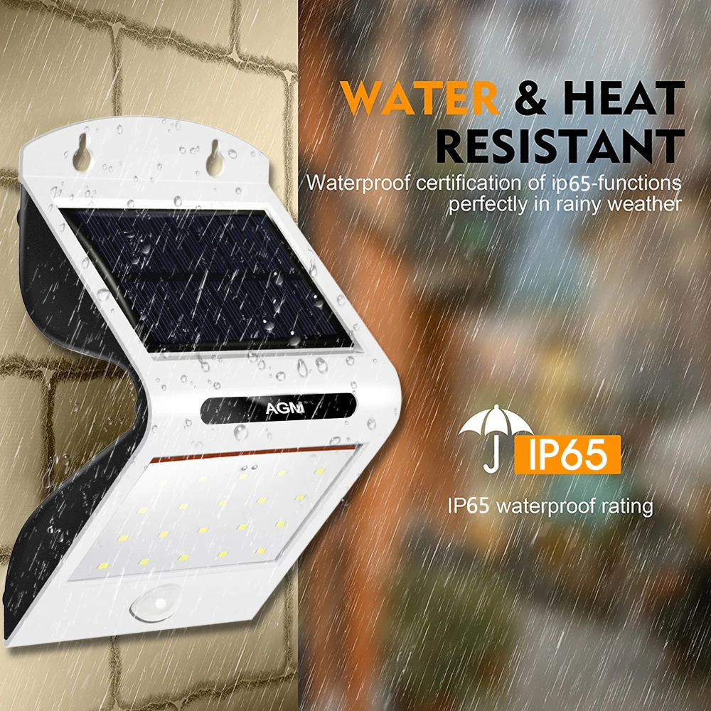 

AGM LED Solar Lamp Outdoor Garden Motion Sensor 20 Led Solar Power Light Waterproof Panel Luminaria Sunlight Energy Street Light