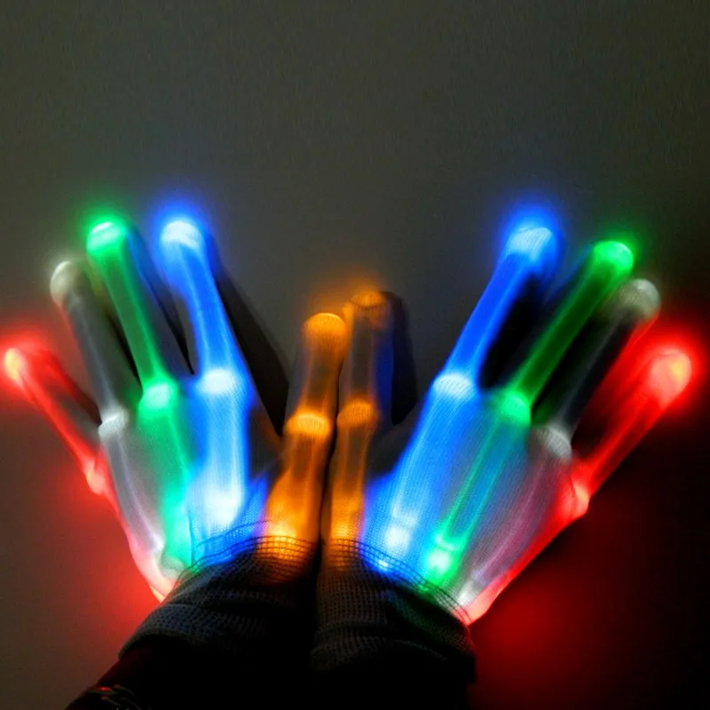 Colorful LED Flashing Gloves Finger Glow Flash Novelty Toys for Kids Adult Festive Christmas Halloween Party Gift Light Toys (9)