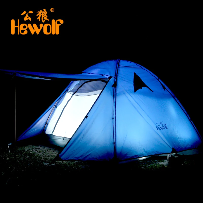 

Hewolf 3-4 person double layer aluminum poles waterproof windproof camping beach tent