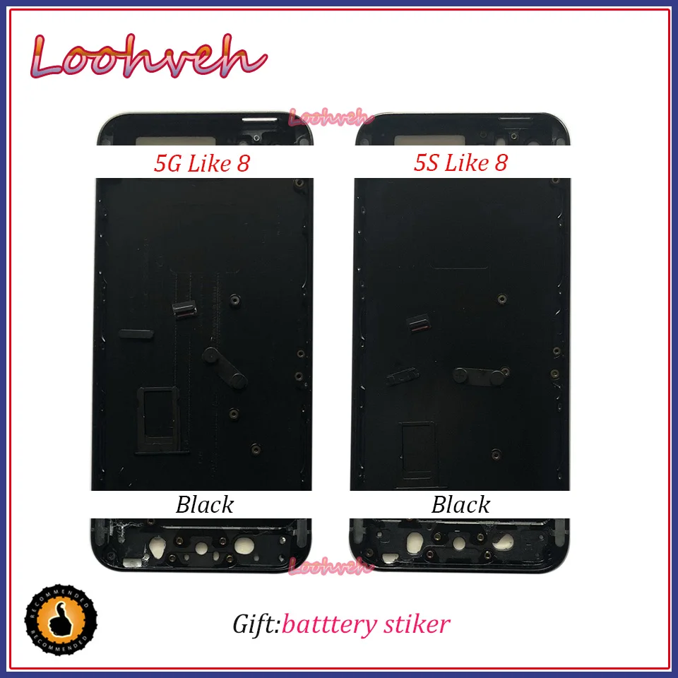 Baratos Alta calidad para IPhone SE 5 5G 5S como 8 estilo cubierta de batería puerta trasera chasis marco cubierta trasera + etiqueta de la batería