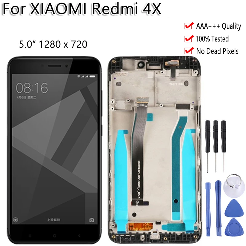 5," ЖК-дисплей+ рамка для Xiaomi Redmi 4X ЖК-дисплей сенсорный экран дигитайзер сборка запасные части разрешение 1280*720