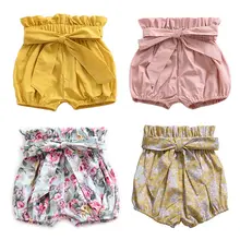 Мода для девочек, штанишки для малышей, платье с цветочным узором, шорты с кружевом детская одежда модный принт