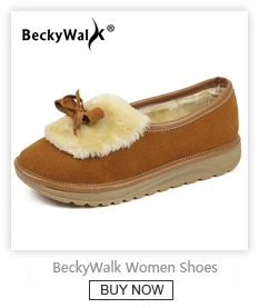 BeckyWalk/сезон осень-зима; зимние сапоги из натуральной кожи; женская обувь с круглым носком; повседневные женские ботильоны; мокасины; Botas Mujer; WSH3069