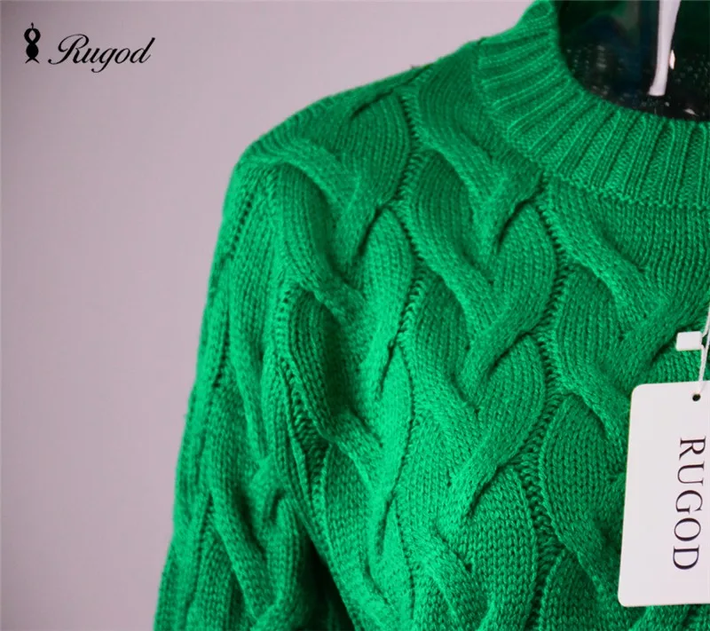 RUGOD Для женщин Весна витая вязаные свитера и пуловеры осень-зима Свободные Трикотаж с круглым вырезом и длинными рукавами женский свитер