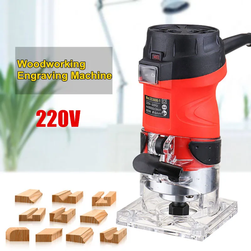 220V 600W Electric Laminate Edge Trimmer Mini Wood Router 6.35mm Collet Carving Machine