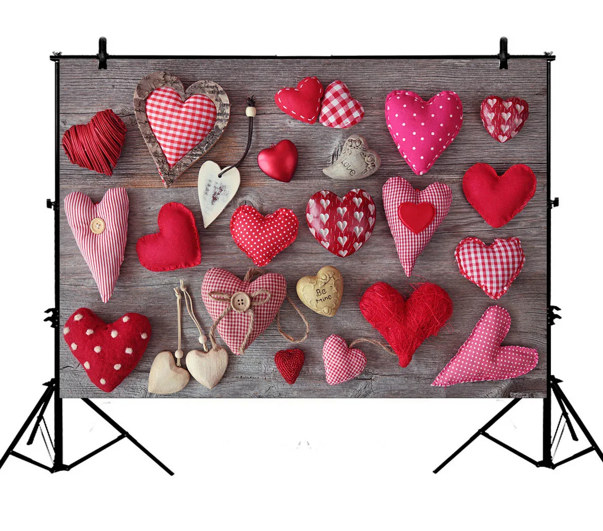 

5x7ft Valentine Day Sweet Hearts Wood Plank Romantic Wedding Polyester Photo Background Portrait Backdrop