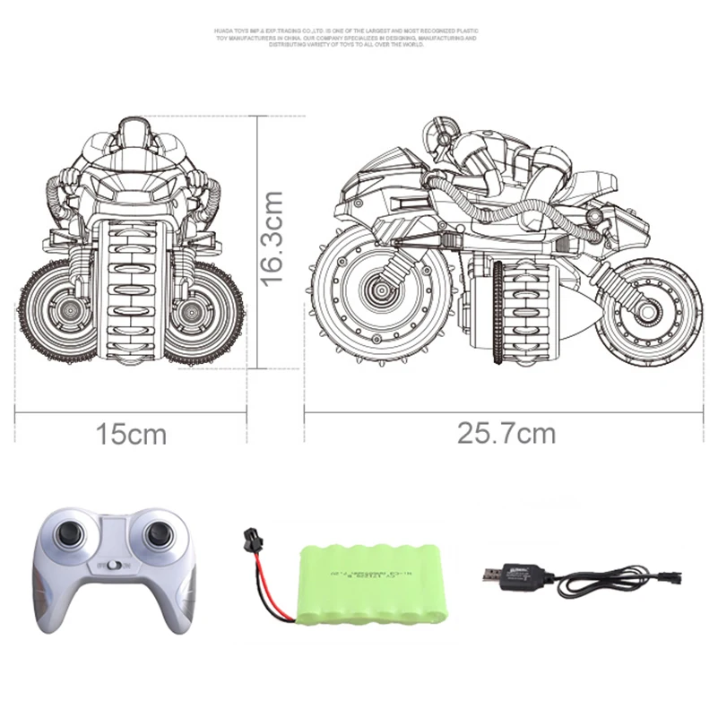 Новый 2 4 г RC Мотоцикл высокоскоростной трюк рулон игрушки модели мотоциклов