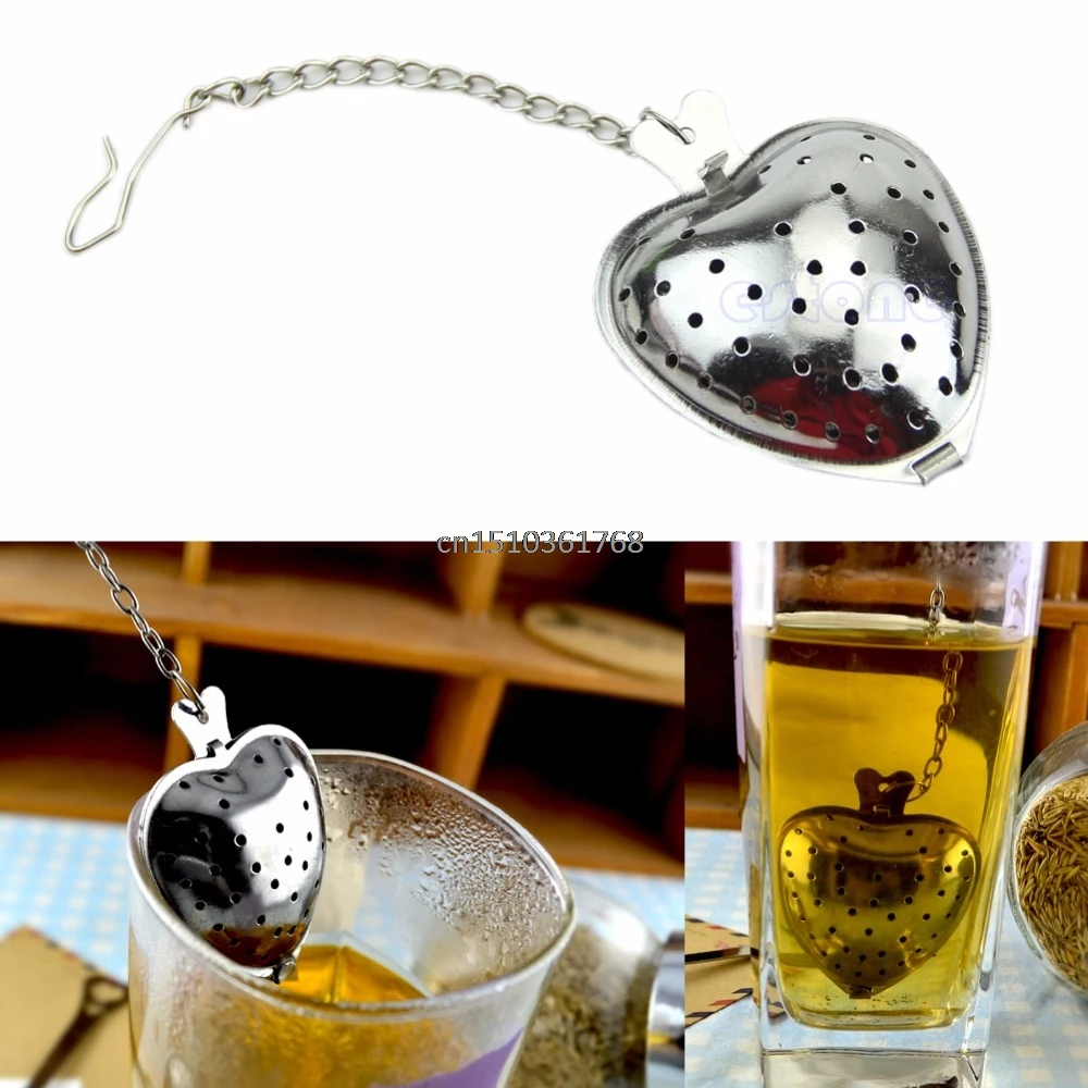 

New Stainless Steel Heart Shape Infuser Filter Strainer Tea Spice Ball Spoon #Y05# #C05#