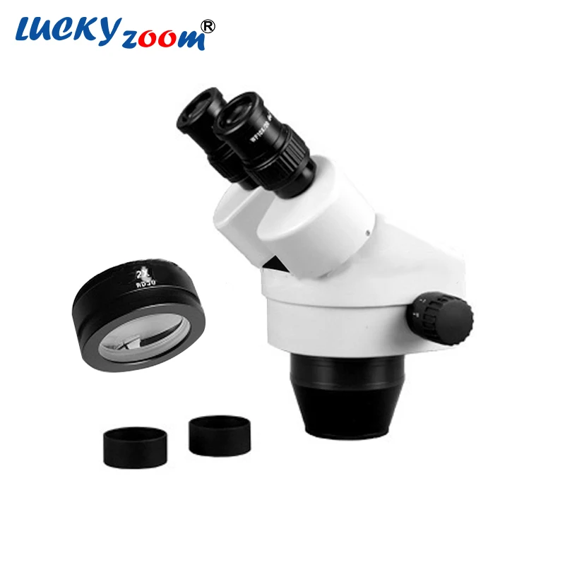 Lucky Zoom Brand 7X-90X Binocular Stereo Zoom Microscope Body+WF10X/20 Eyepieces+SZM2.0X Objective Lens Microscope Accessories