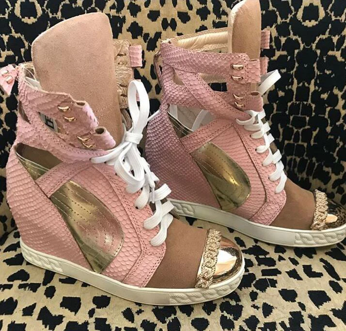 Г.; Лидер продаж; женская повседневная обувь из кожи питона розового цвета на шнуровке; женские туфли с металлическим носком на высоком каблуке; обувь из вулканизированной кожи золотистого цвета в стиле пэчворк