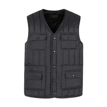 

2020 spring warm thick cotton vest men's V-neck multi-pocket vest